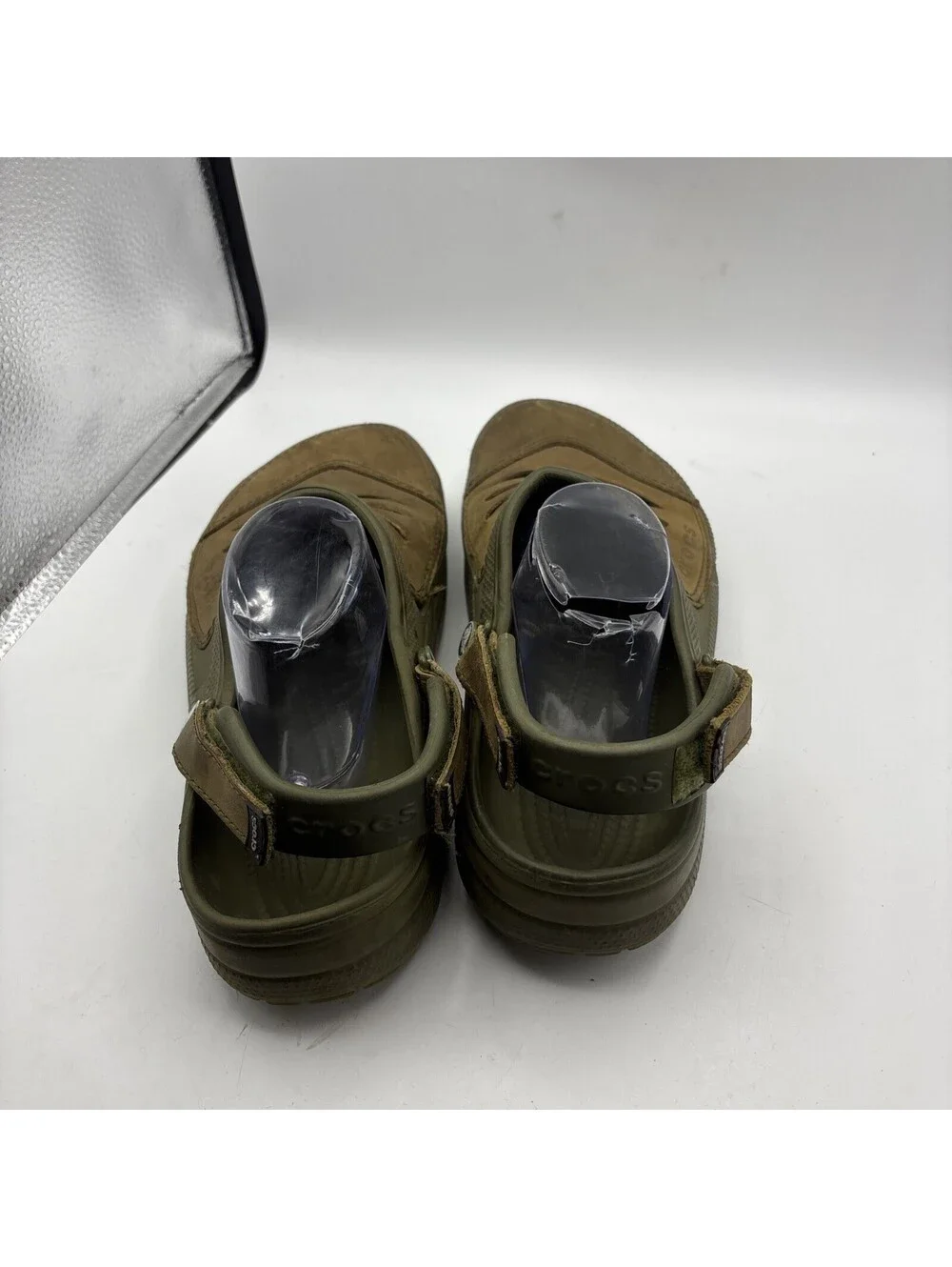 Mens Crocs Yukon Leather Clogs Khaki Coffee Brown Adjustable Shoes Size 10